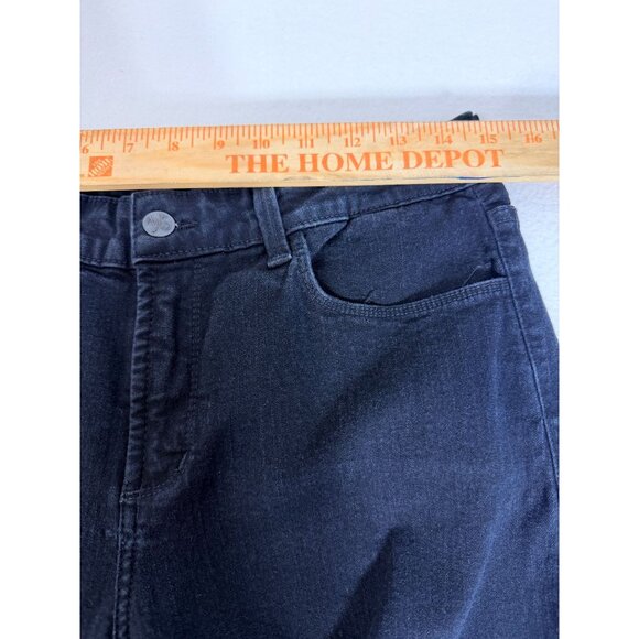 NYDJ Womens Black Straight-Leg Jeans With Rhinestone Back Pockets Size 8 Made In - Picture 7 of 13